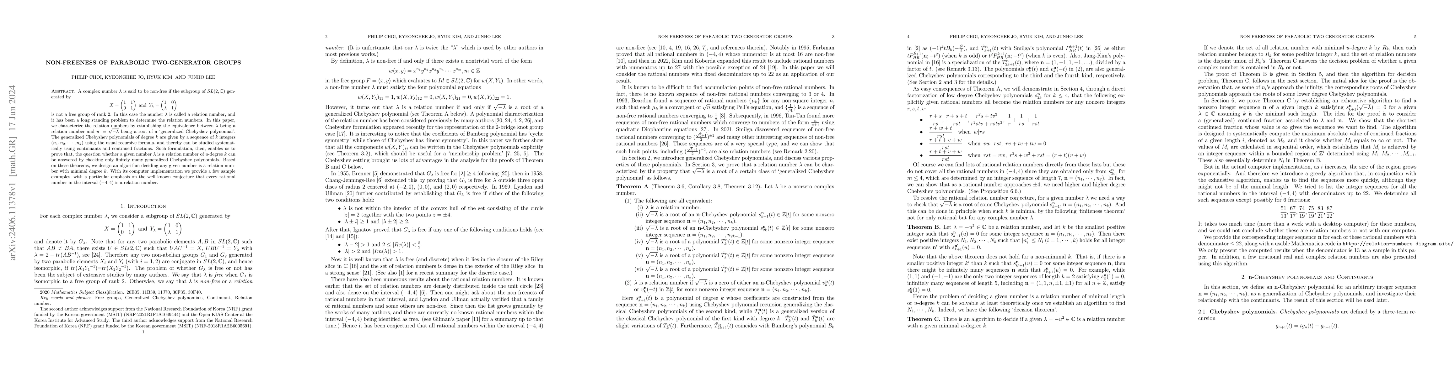 Thumbnail for Non-freeness of parabolic two-generator groups