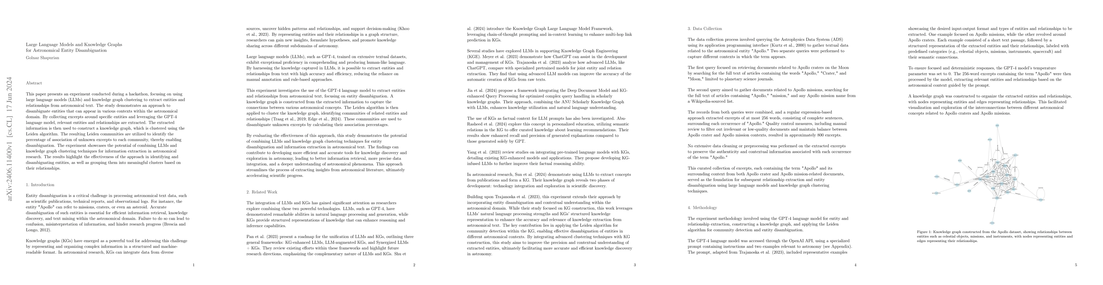 Thumbnail for Large Language Models and Knowledge Graphs for Astronomical Entity
  Disambiguation