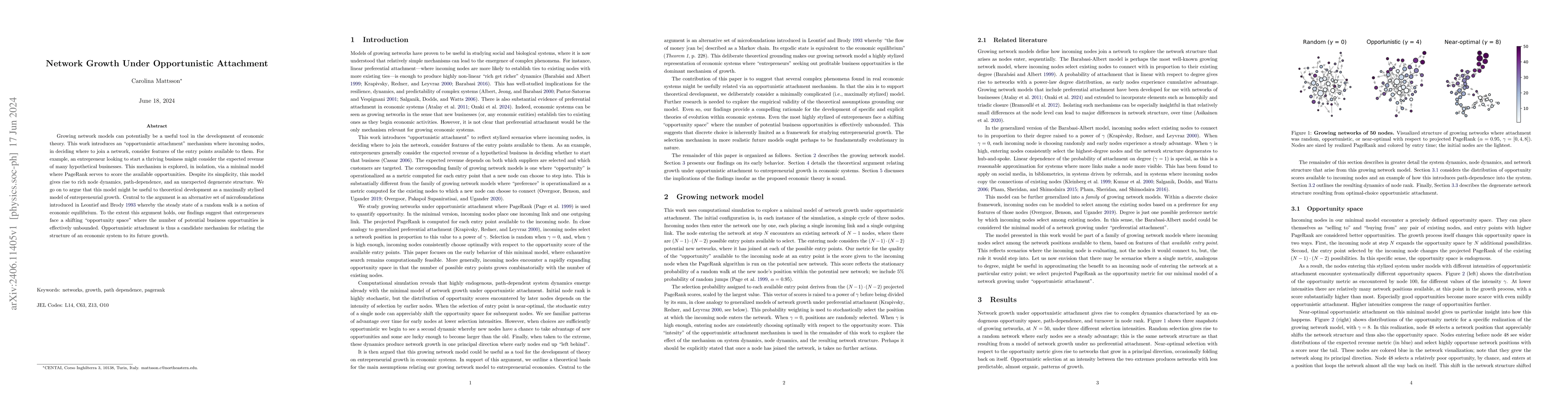 Thumbnail for Network growth under opportunistic attachment