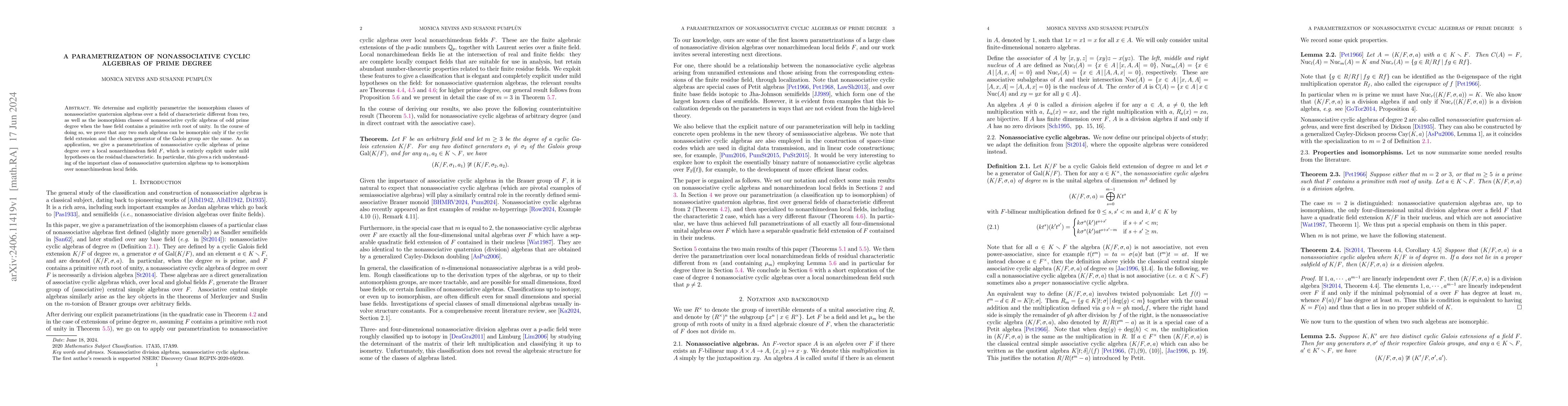 Thumbnail for A parametrization of nonassociative cyclic algebras of prime degree