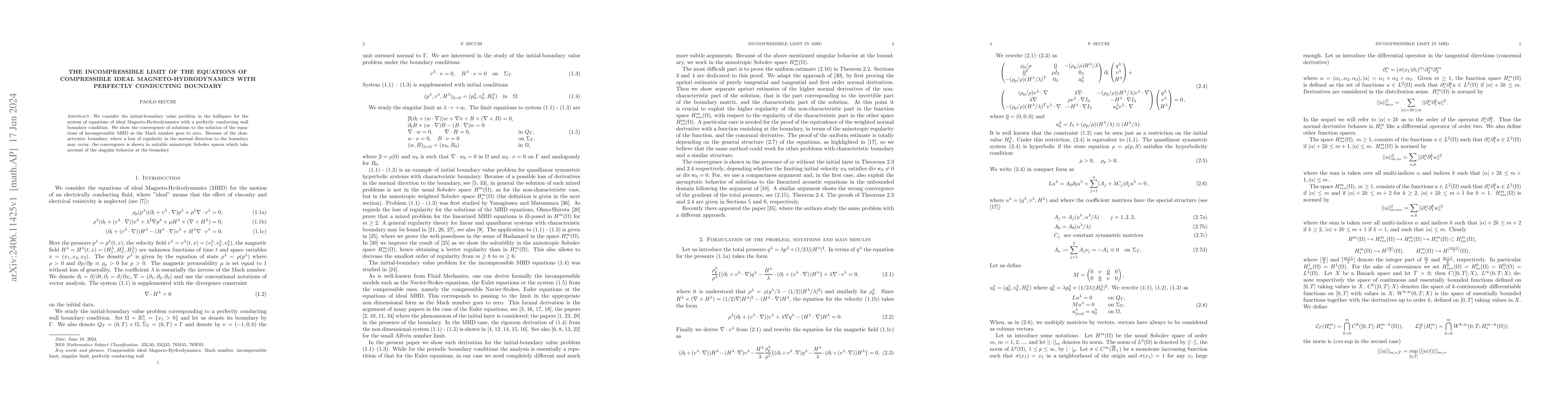 Thumbnail for The Incompressible Limit of the Equations of Compressible Ideal
  Magneto-Hydrodynamics with perfectly conducting boundary