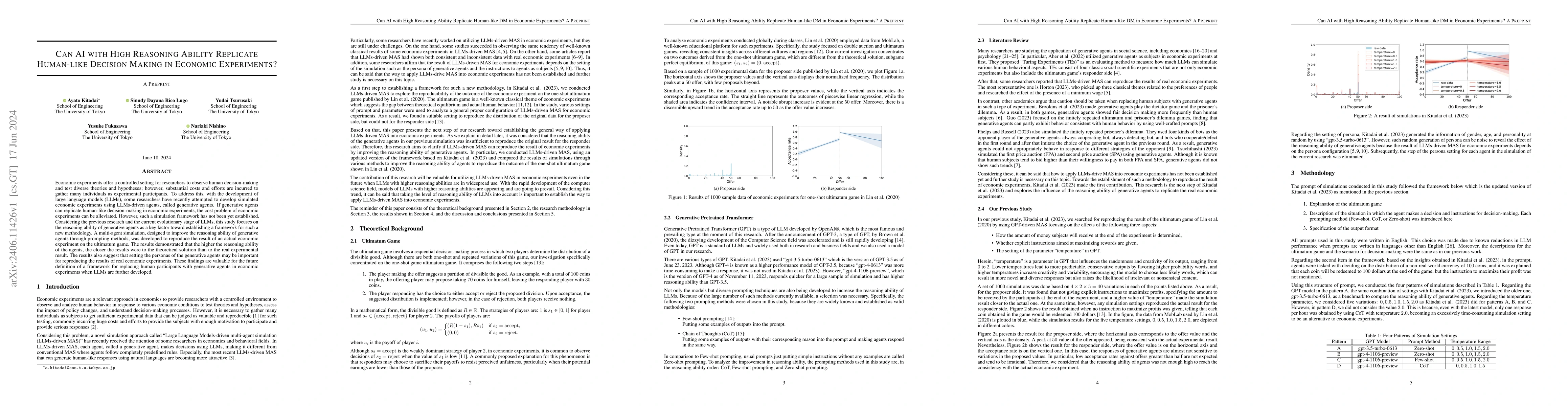 Thumbnail for Can AI with High Reasoning Ability Replicate Human-like Decision Making
  in Economic Experiments?