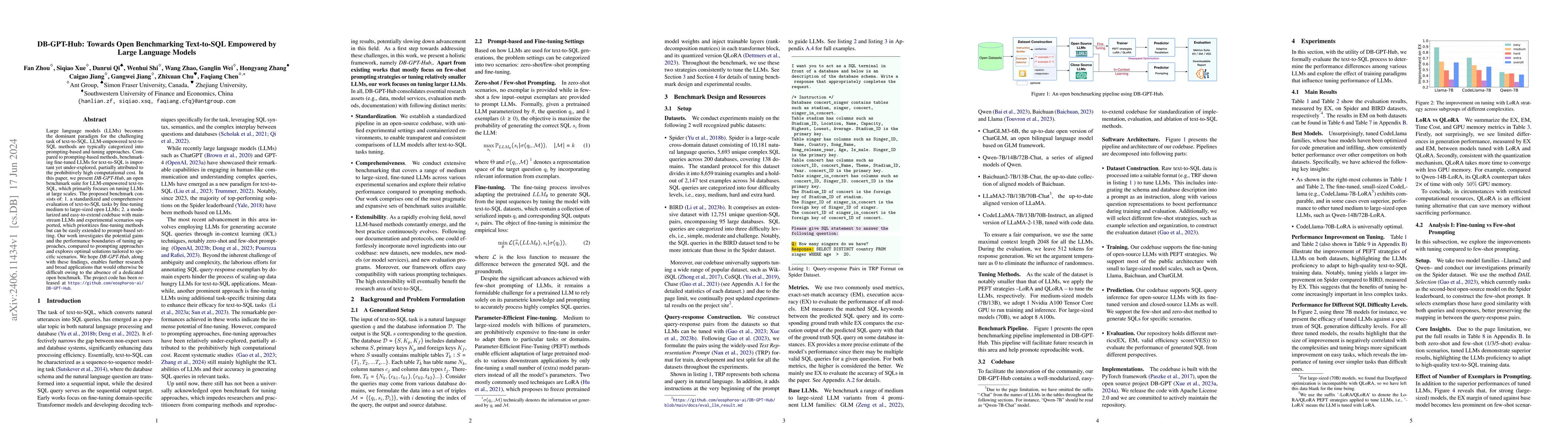 Thumbnail for DB-GPT-Hub: Towards Open Benchmarking Text-to-SQL Empowered by Large
  Language Models