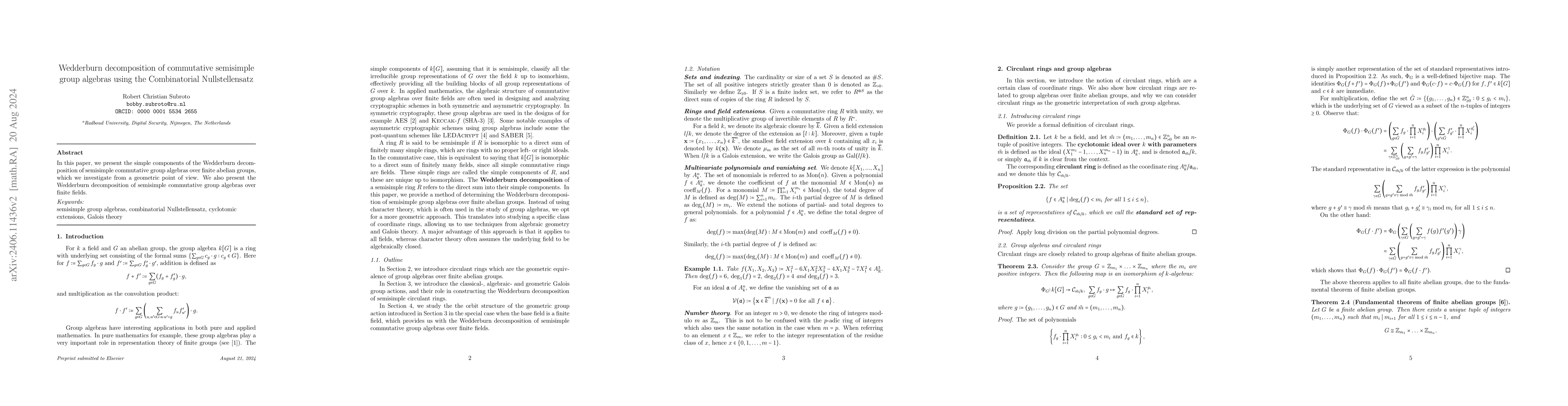 Thumbnail for Decomposition of commutative semisimple finite group algebras using the
  Combinatorial Nullstellensatz