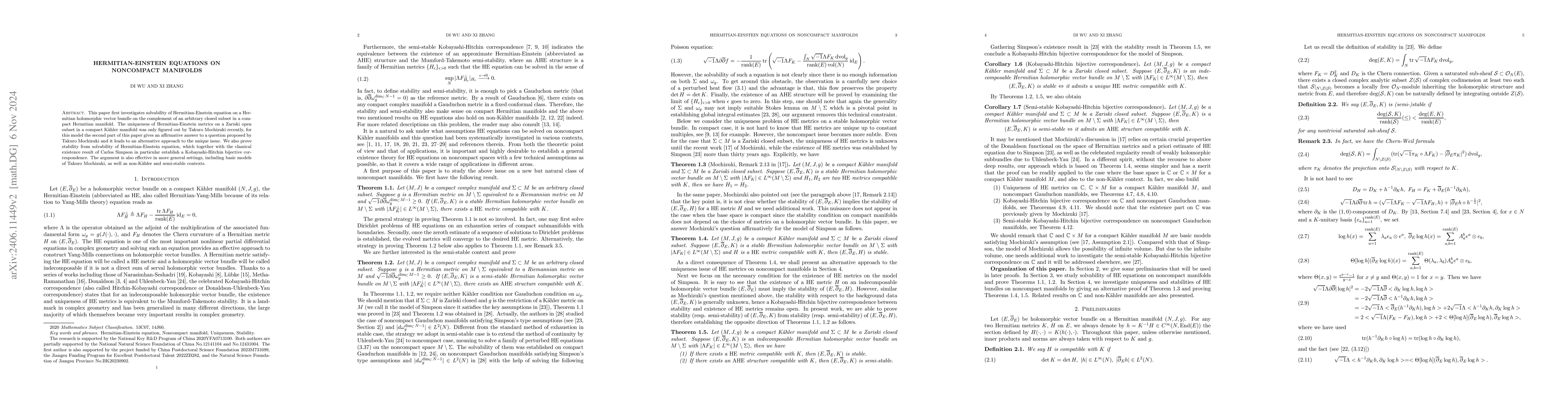 Thumbnail for Hermitian-Einstein equations on noncompact manifolds
