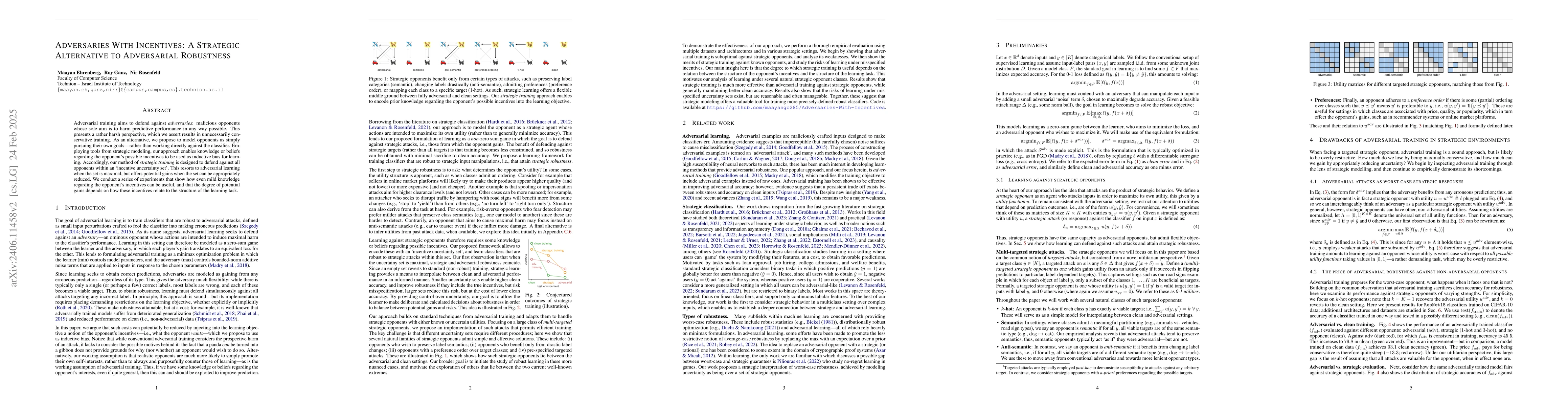 Thumbnail for Adversaries With Incentives: A Strategic Alternative to Adversarial
  Robustness