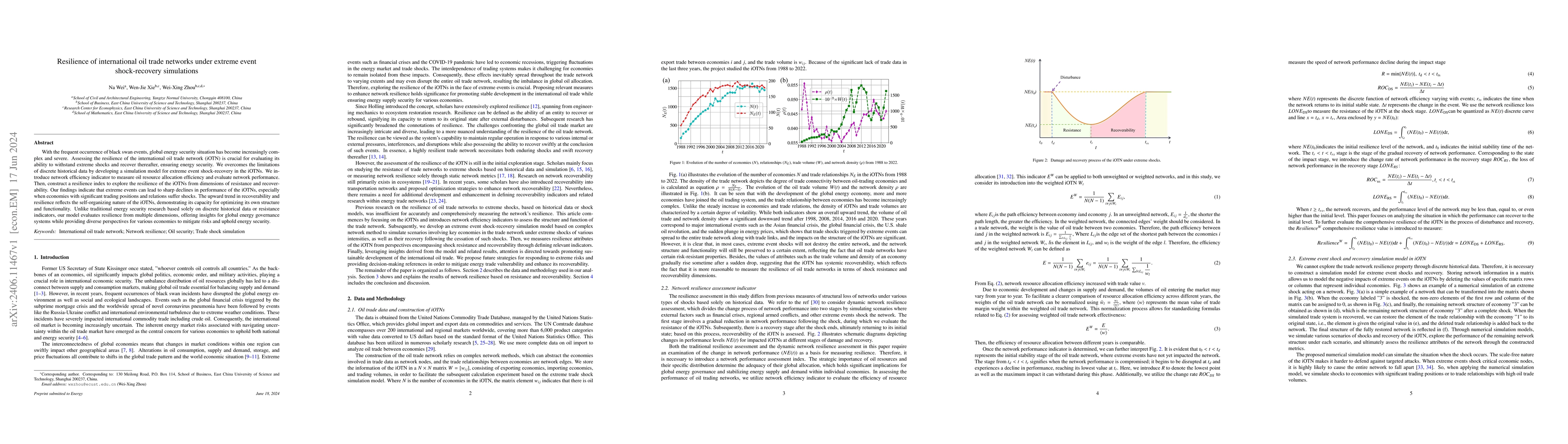 Thumbnail for Resilience of international oil trade networks under extreme event
  shock-recovery simulations