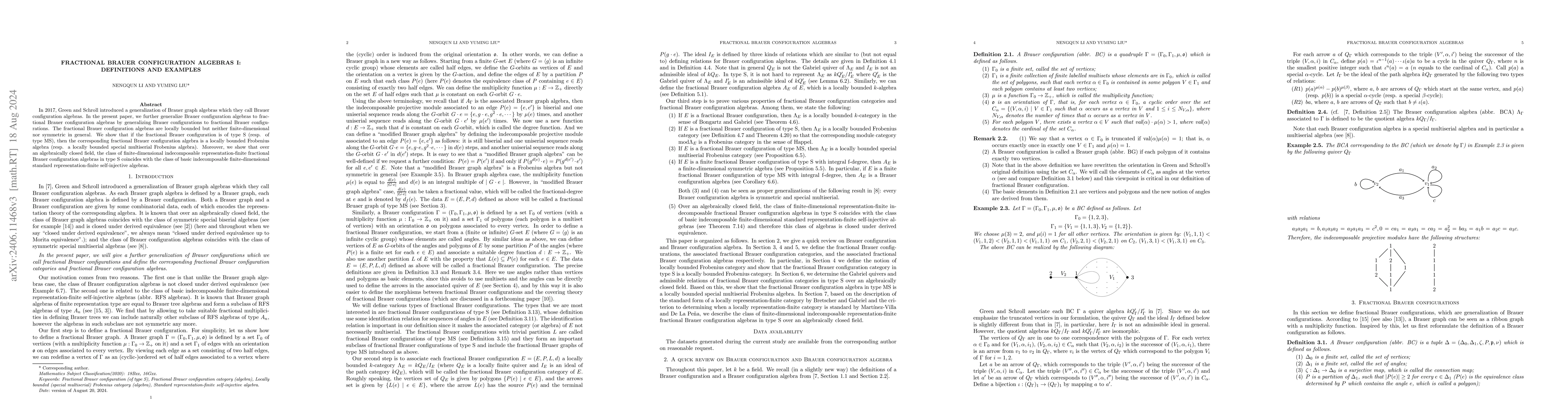 Thumbnail for Fractional Brauer configuration algebras I: definitions and examples