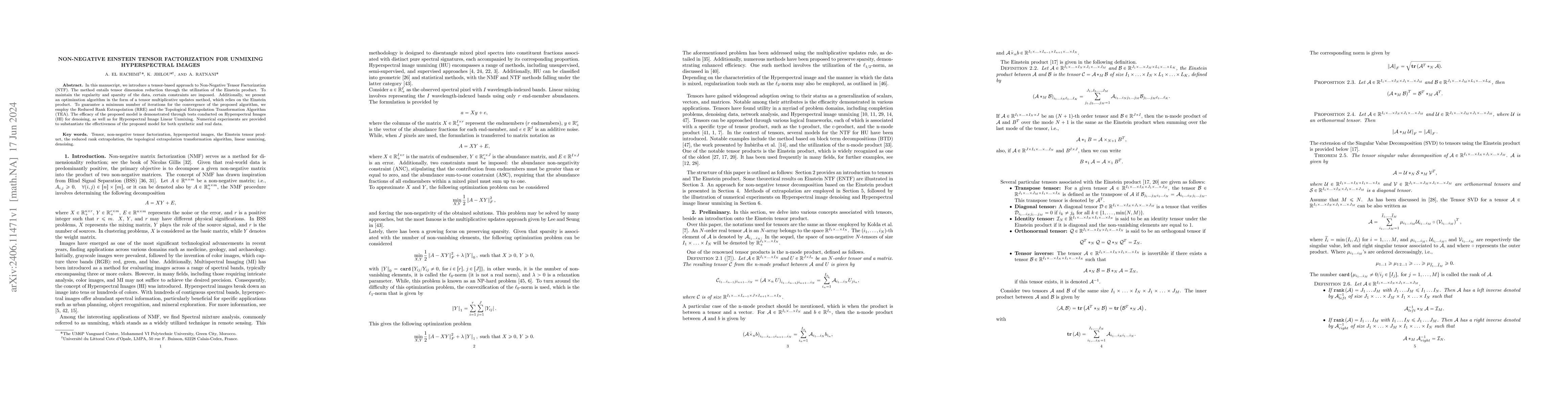 Thumbnail for Non-negative Einstein tensor factorization for unmixing hyperspectral
  images