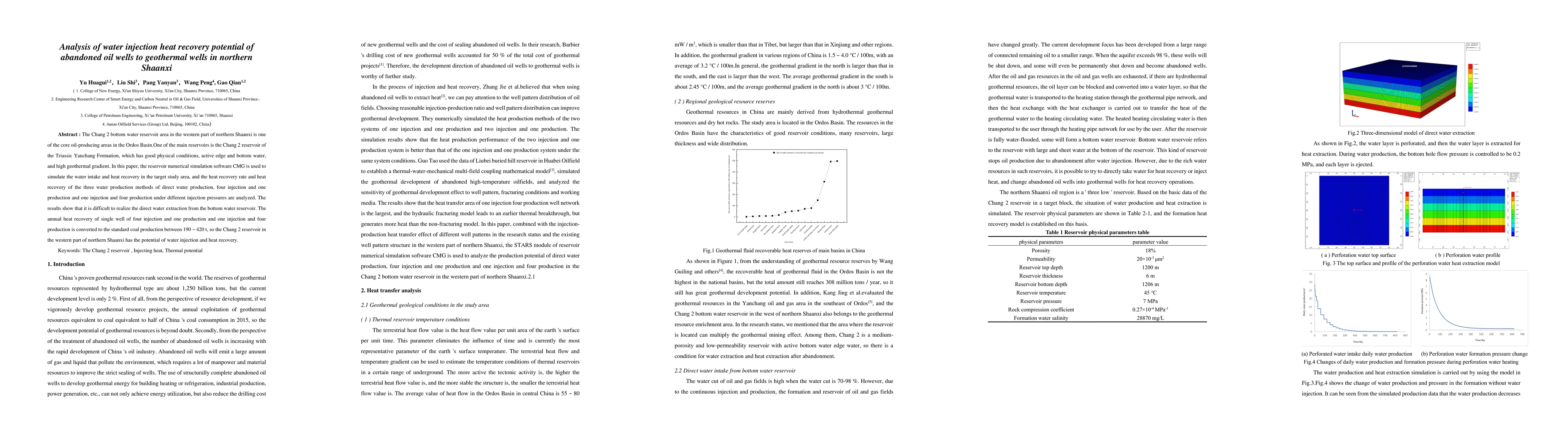 Thumbnail for Analysis of water injection heat recovery potential of abandoned oil
  wells to geothermal wells in northern Shaanxi