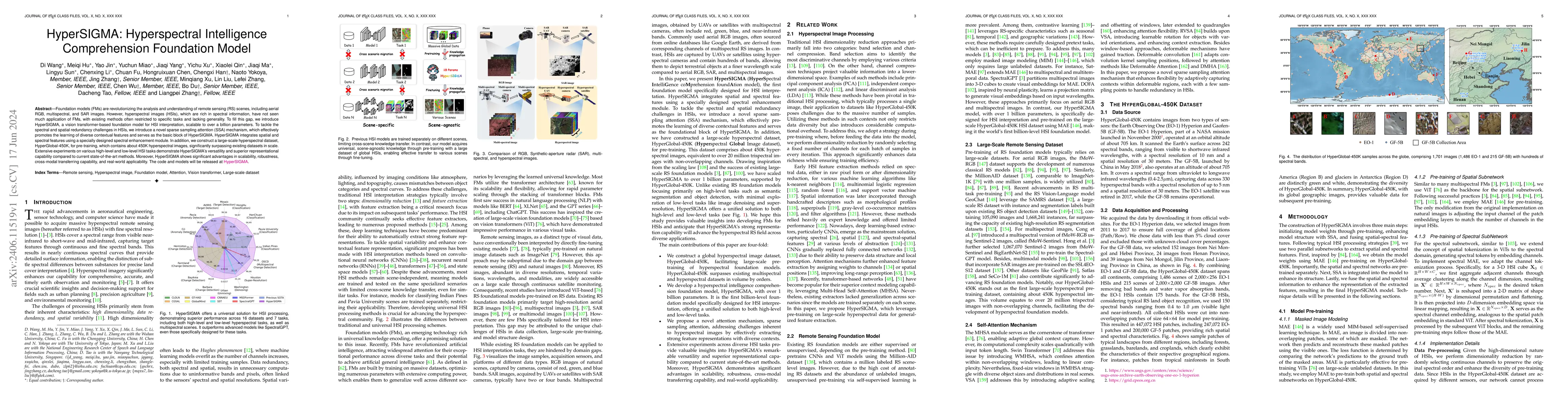 Thumbnail for HyperSIGMA: Hyperspectral Intelligence Comprehension Foundation Model