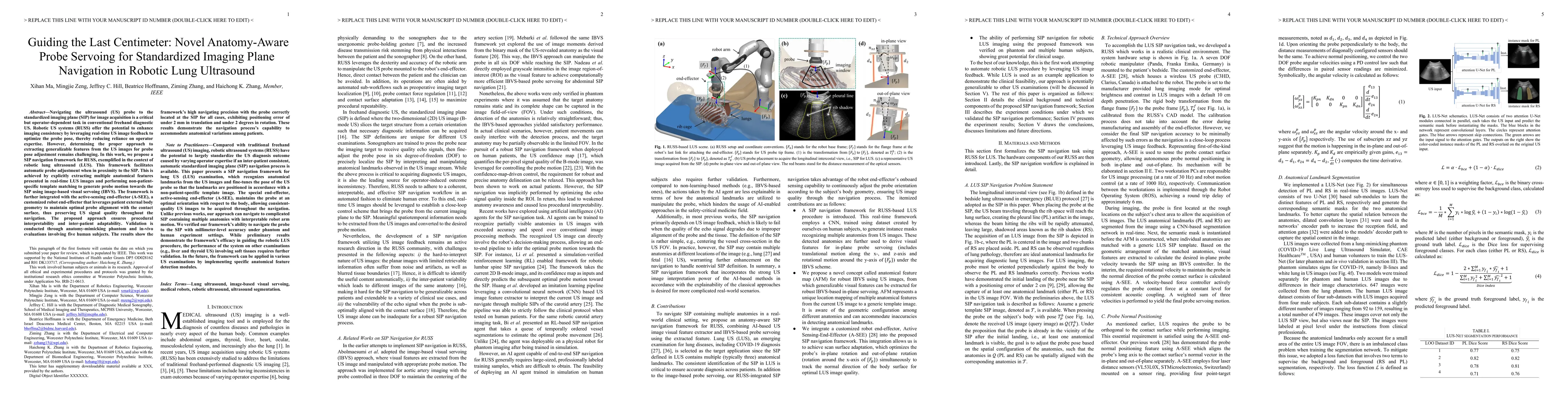 Thumbnail for Guiding the Last Centimeter: Novel Anatomy-Aware Probe Servoing for
  Standardized Imaging Plane Navigation in Robotic Lung Ultrasound