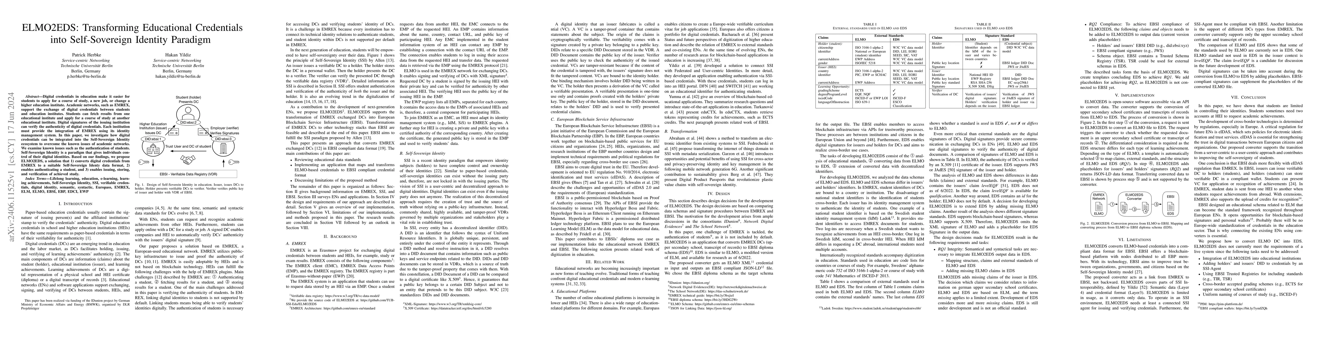 Thumbnail for ELMO2EDS: Transforming Educational Credentials into Self-Sovereign
  Identity Paradigm