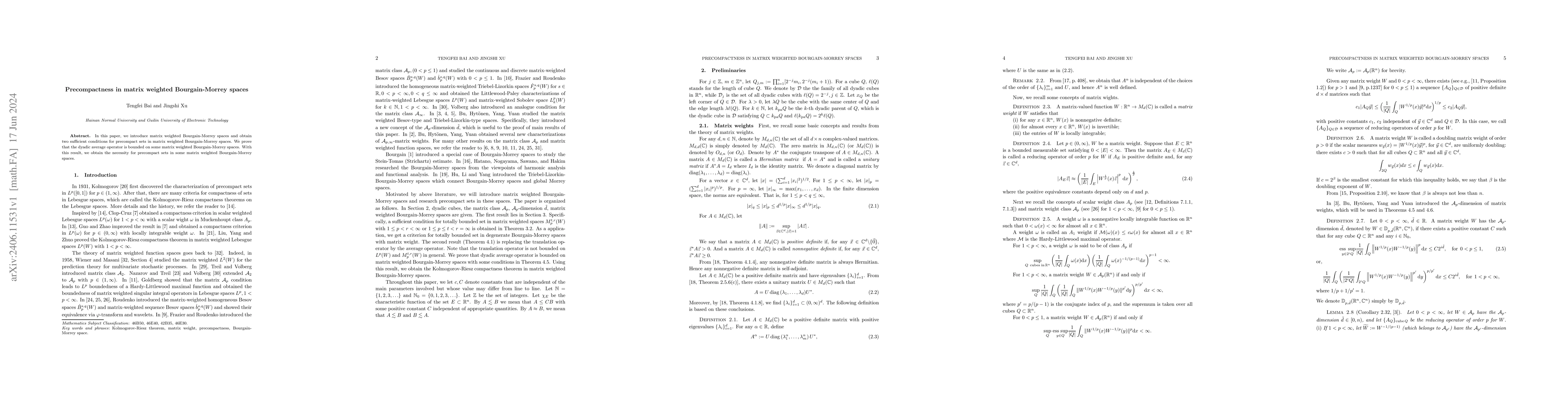 Thumbnail for Precompactness in matrix weighted Bourgain-Morrey spaces