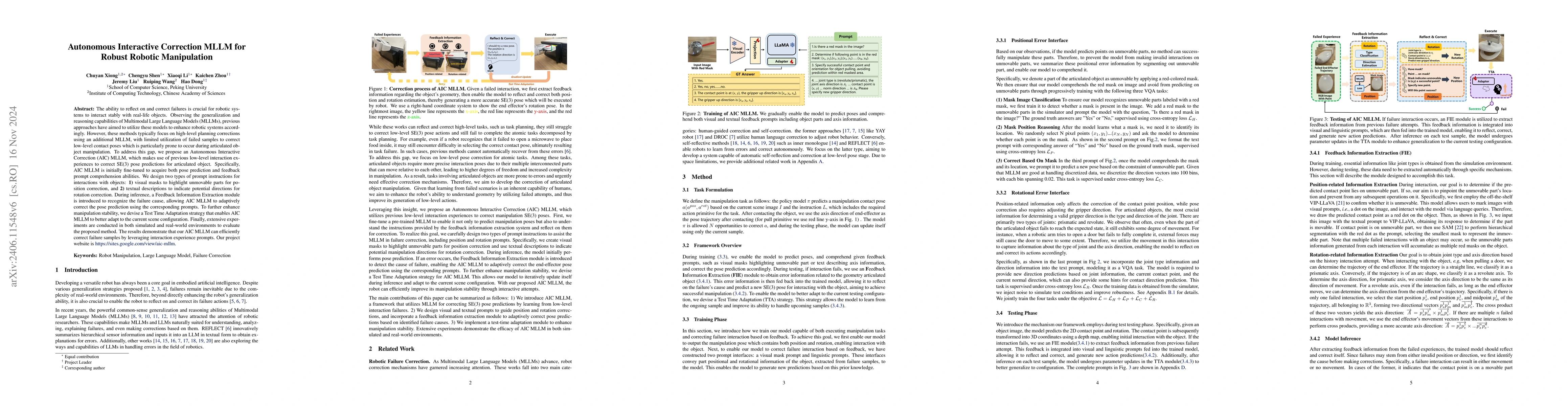 Thumbnail for AIC MLLM: Autonomous Interactive Correction MLLM for Robust Robotic
  Manipulation
