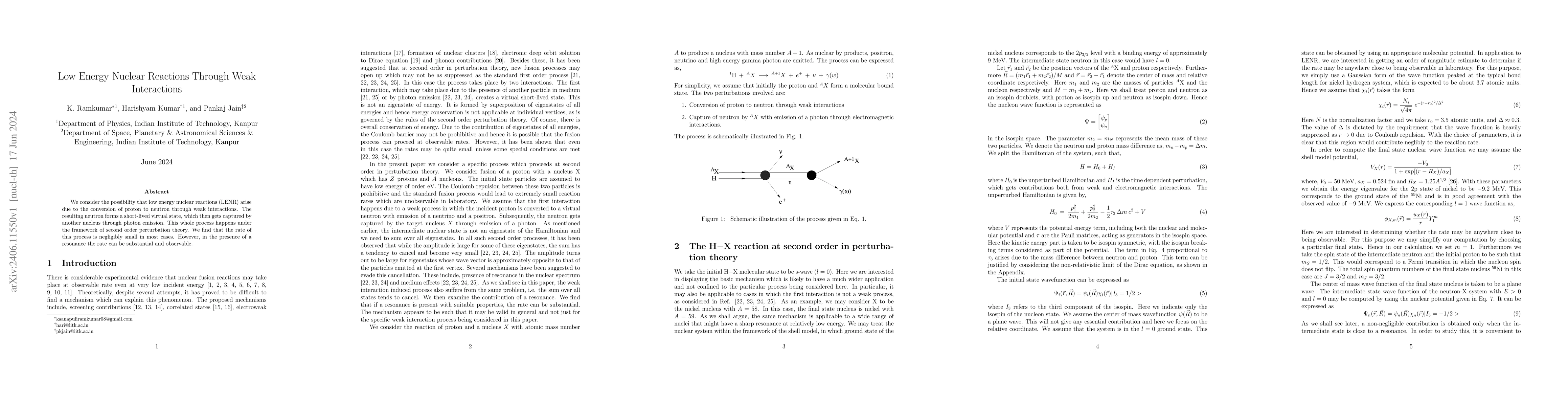 Thumbnail for Low Energy Nuclear Reactions Through Weak Interactions
