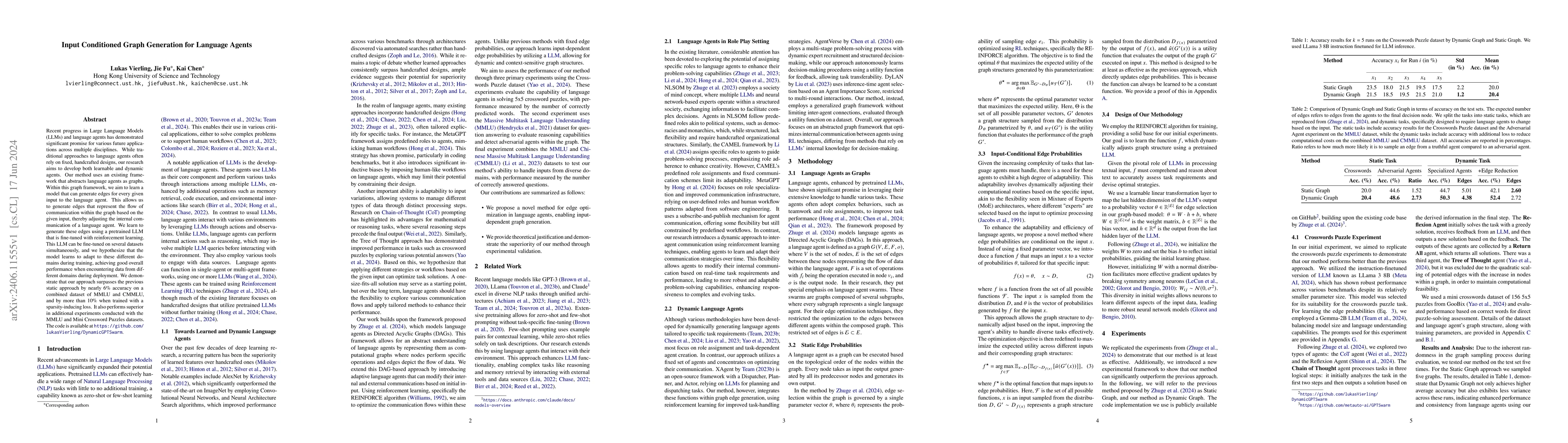 Thumbnail for Input Conditioned Graph Generation for Language Agents