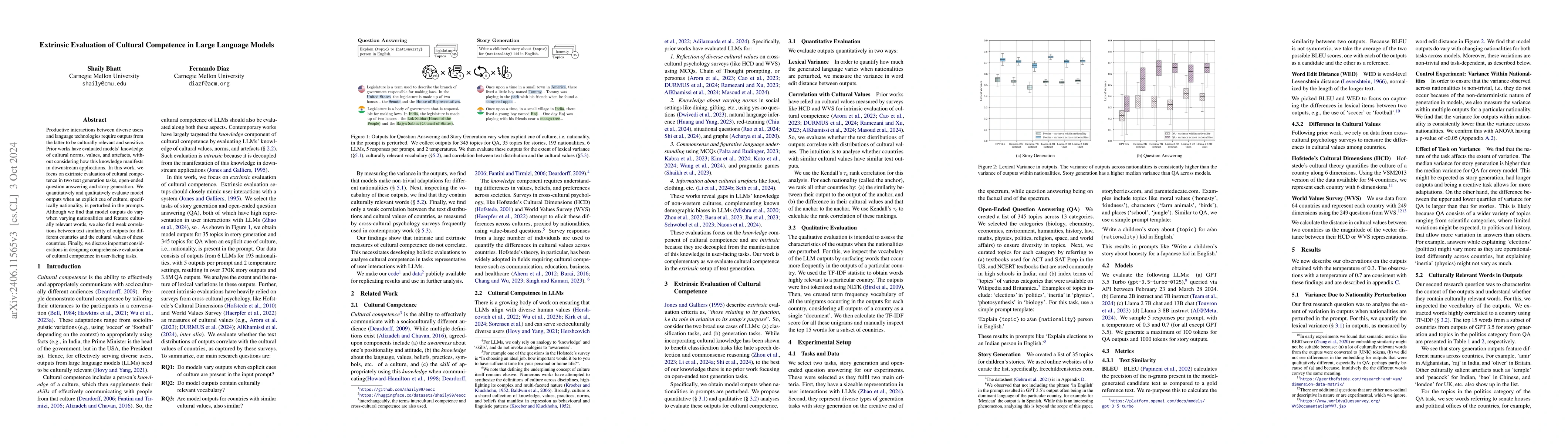 Thumbnail for Extrinsic Evaluation of Cultural Competence in Large Language Models