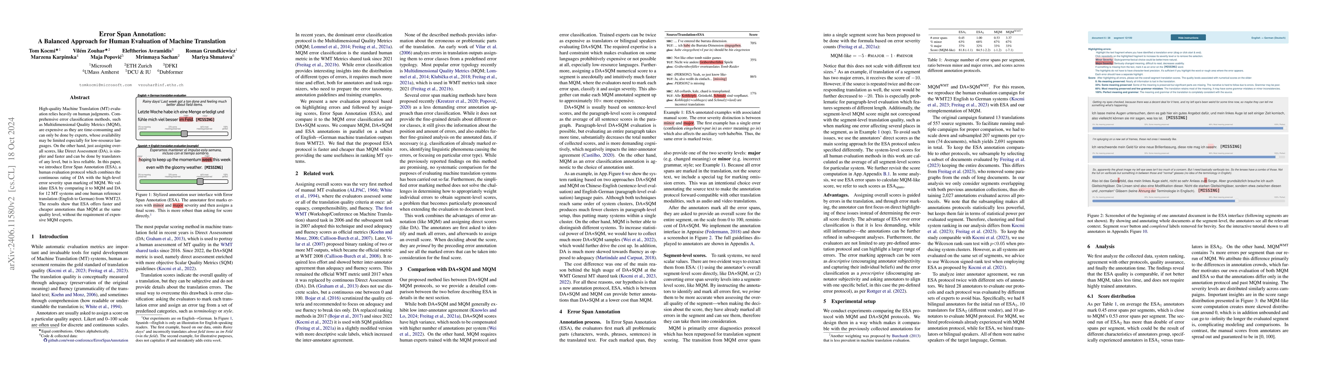 Thumbnail for Error Span Annotation: A Balanced Approach for Human Evaluation of
  Machine Translation