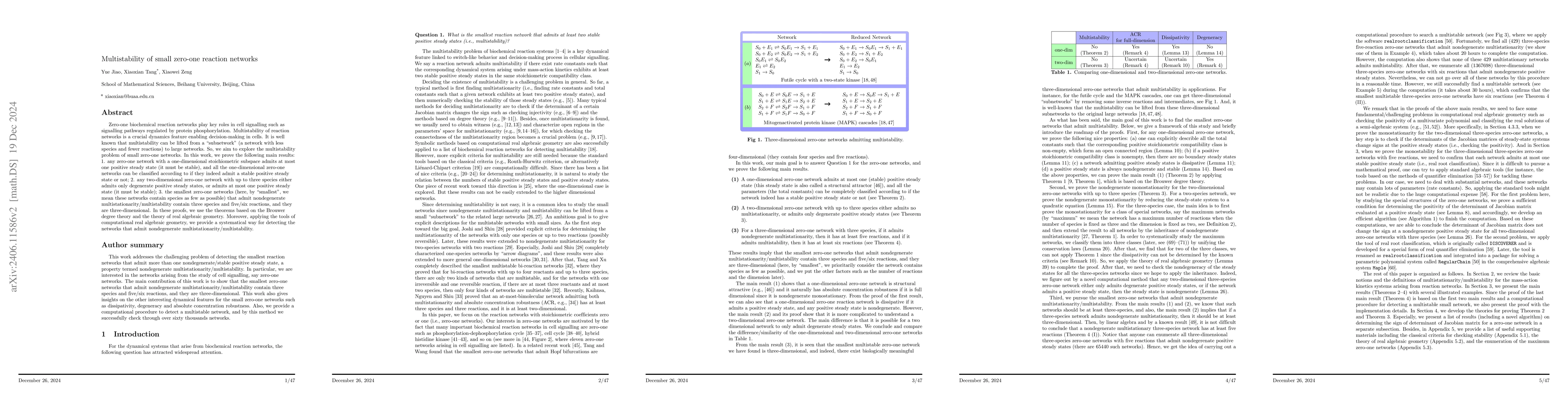 Thumbnail for Multistability of Small Zero-One Reaction Networks