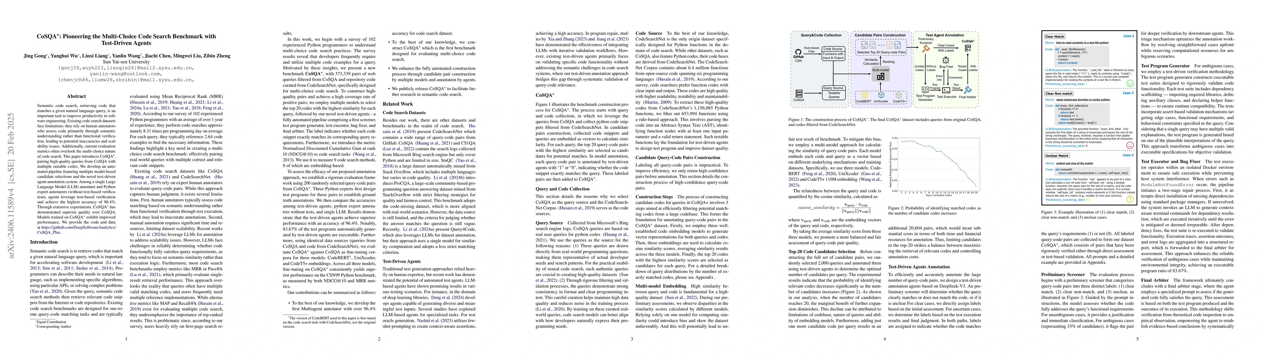 Thumbnail for CoSQA+: Enhancing Code Search Dataset with Matching Code