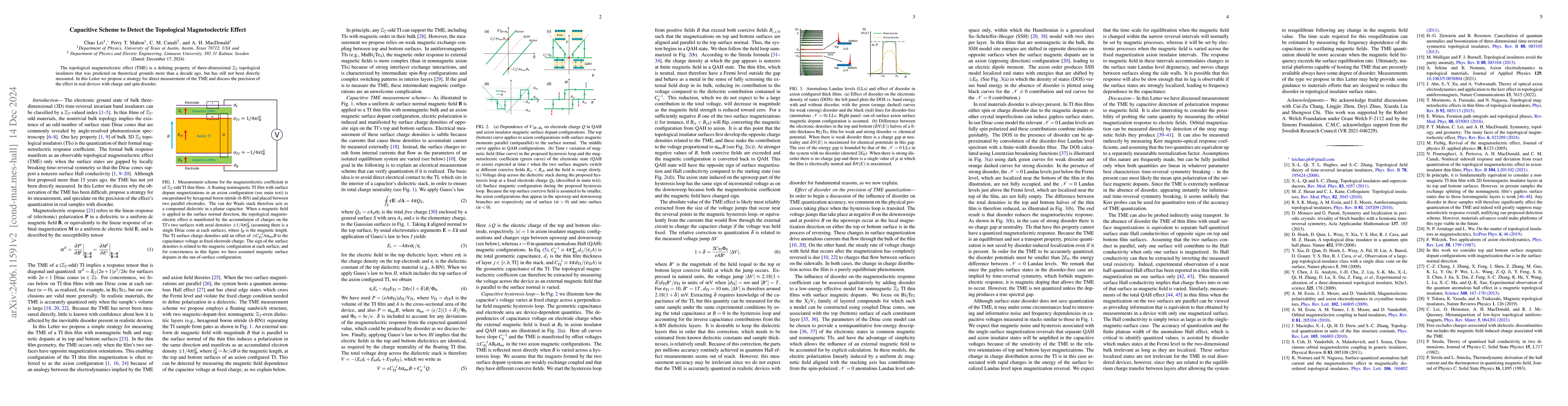 Thumbnail for Capacitive detection of the topological magnetoelectric effect