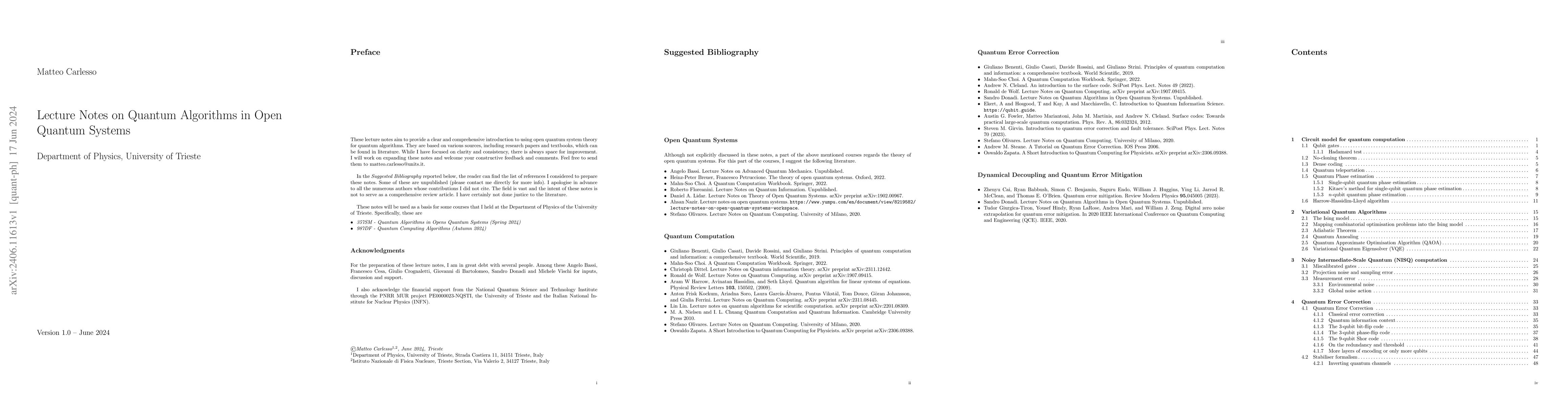 Thumbnail for Lecture Notes on Quantum Algorithms in Open Quantum Systems