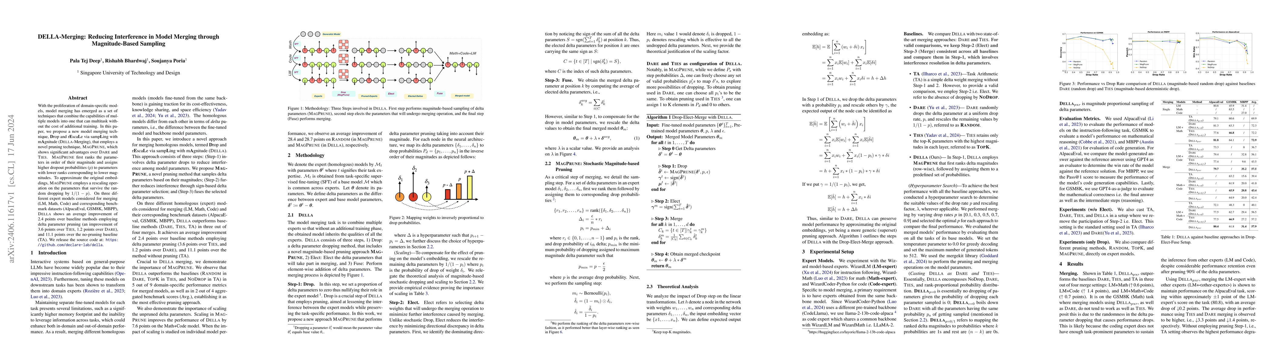 Thumbnail for DELLA-Merging: Reducing Interference in Model Merging through
  Magnitude-Based Sampling