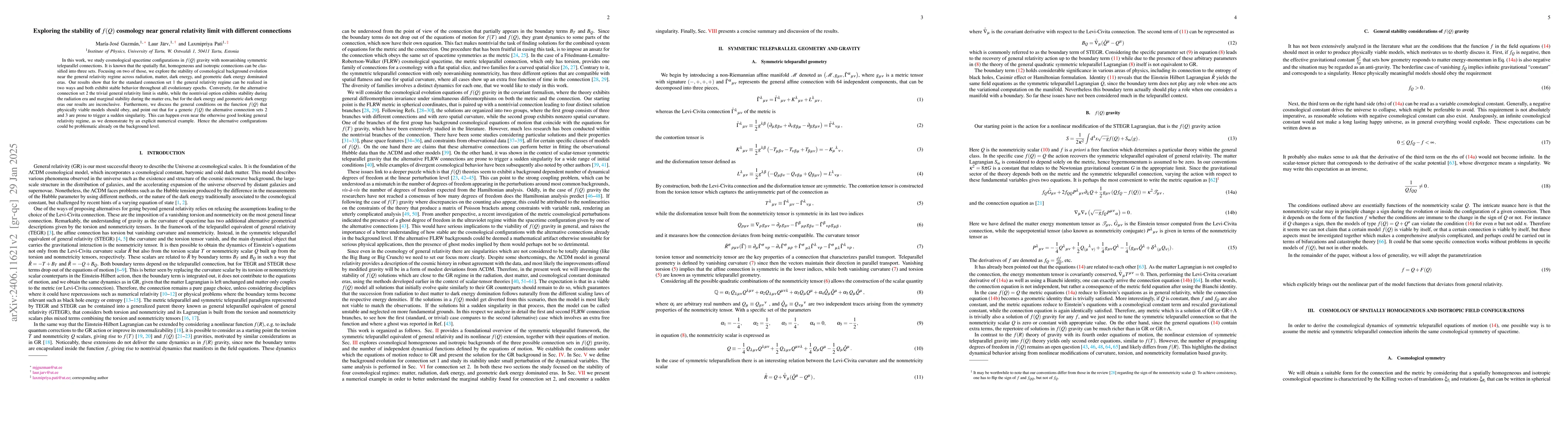 Thumbnail for Exploring the stability of $f(Q)$ cosmology near general relativity
  limit with different connections