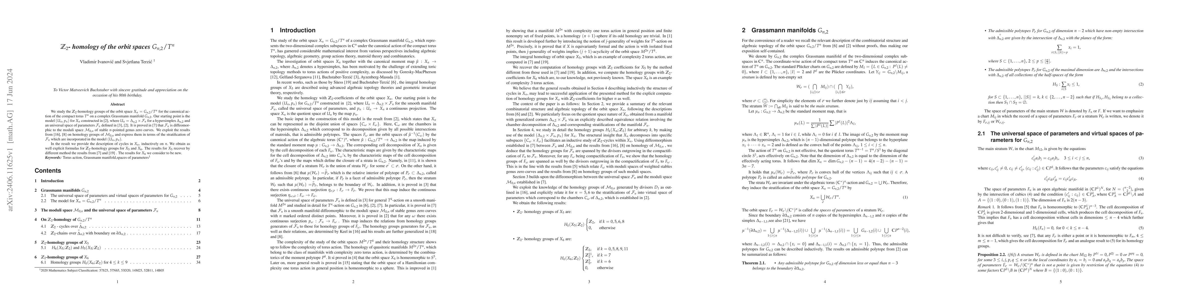 Thumbnail for $ \mathbb{Z}_{2} $- homology of the orbit spaces $ G_{n,2}/ T^{n} $
