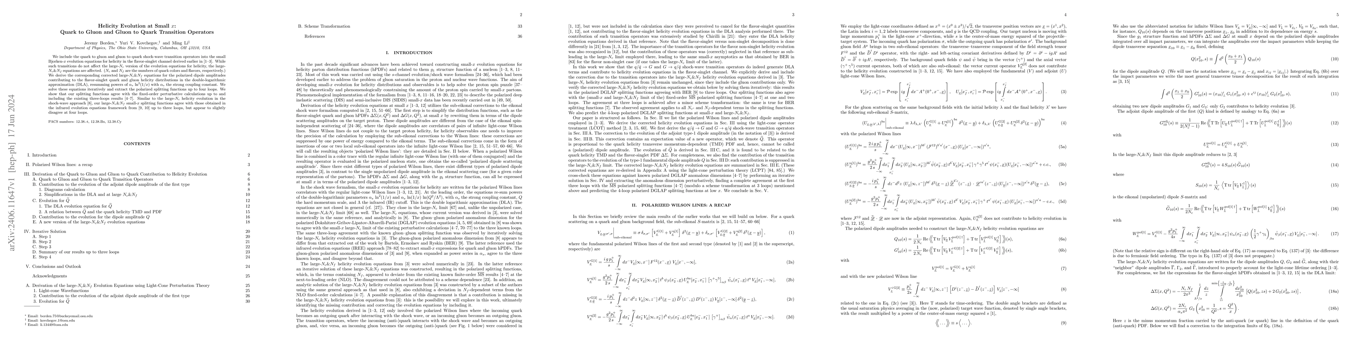 Thumbnail for Helicity Evolution at Small $x$: Quark to Gluon and Gluon to Quark
  Transition Operators