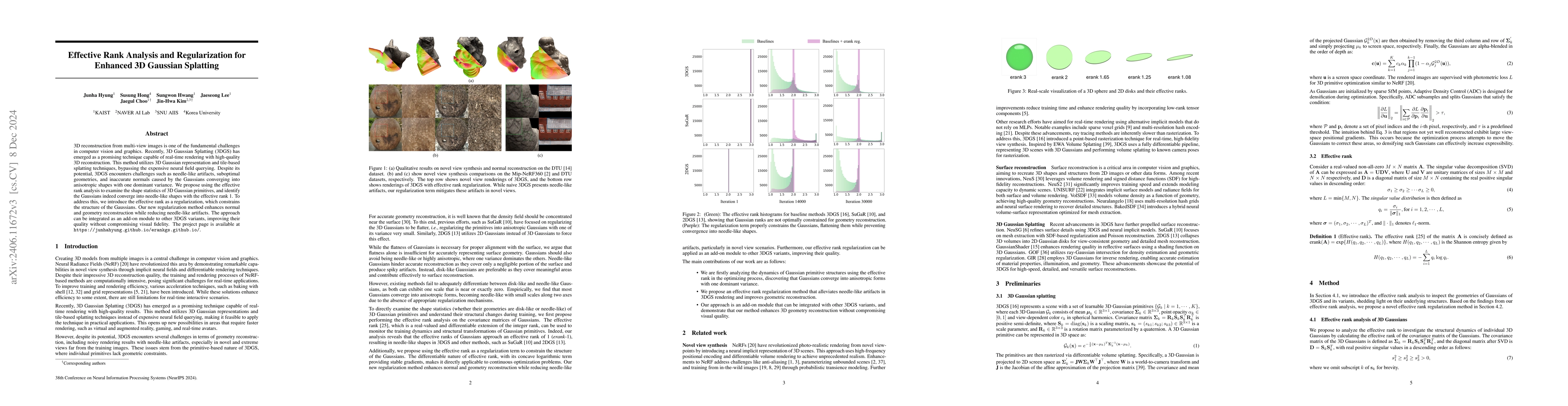 Thumbnail for Effective Rank Analysis and Regularization for Enhanced 3D Gaussian
  Splatting