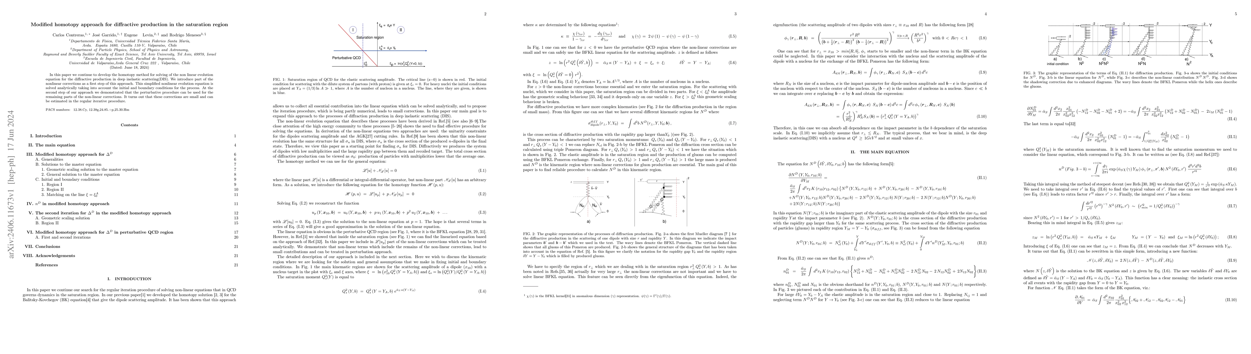 Thumbnail for Modified homotopy approach for diffractive production in the saturation
  region