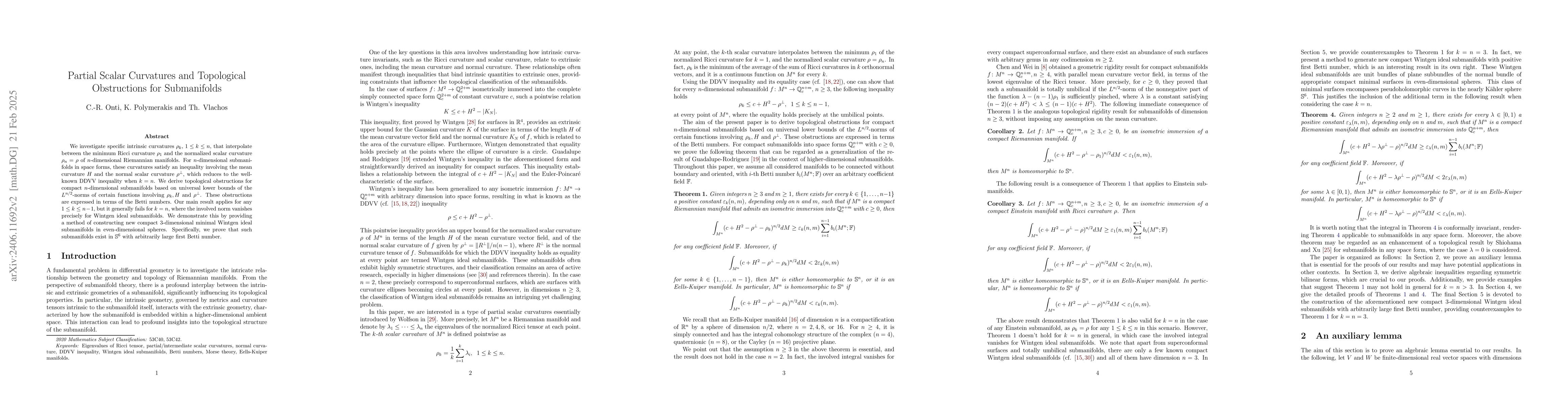Thumbnail for Partial Scalar Curvatures and Topological Obstructions for Submanifolds