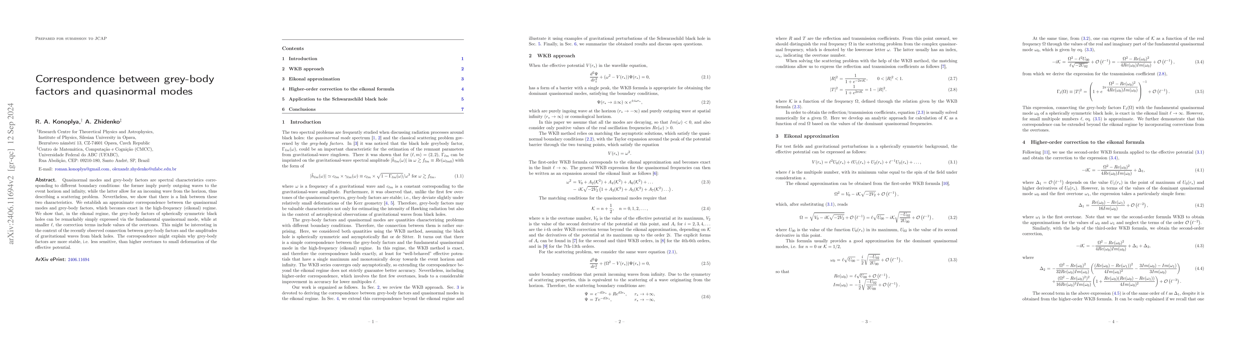 Thumbnail for Correspondence between grey-body factors and quasinormal modes
