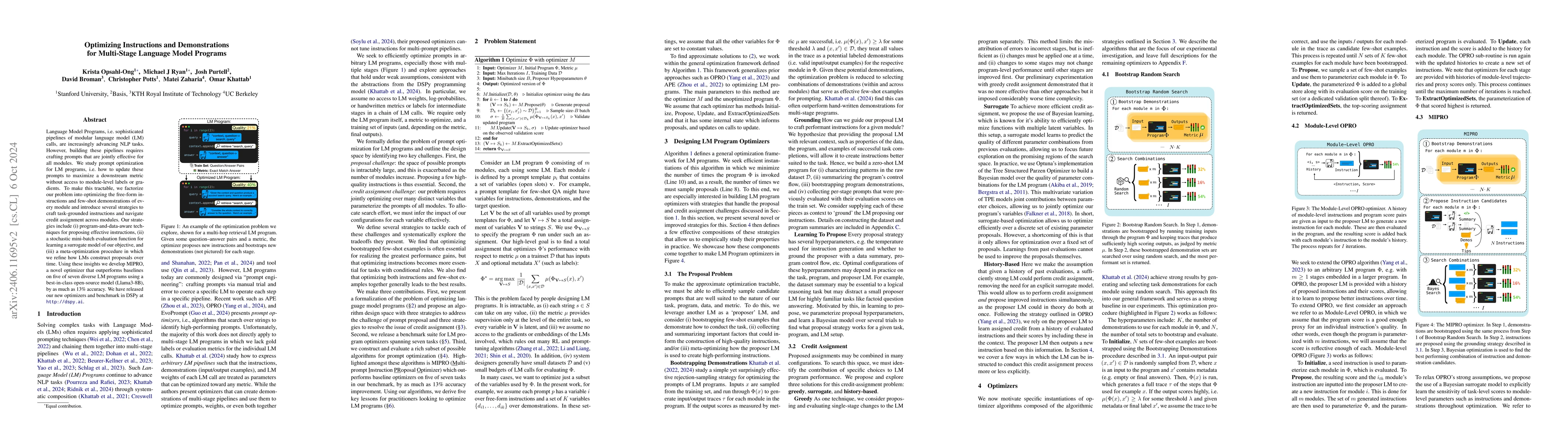 Thumbnail for Optimizing Instructions and Demonstrations for Multi-Stage Language
  Model Programs