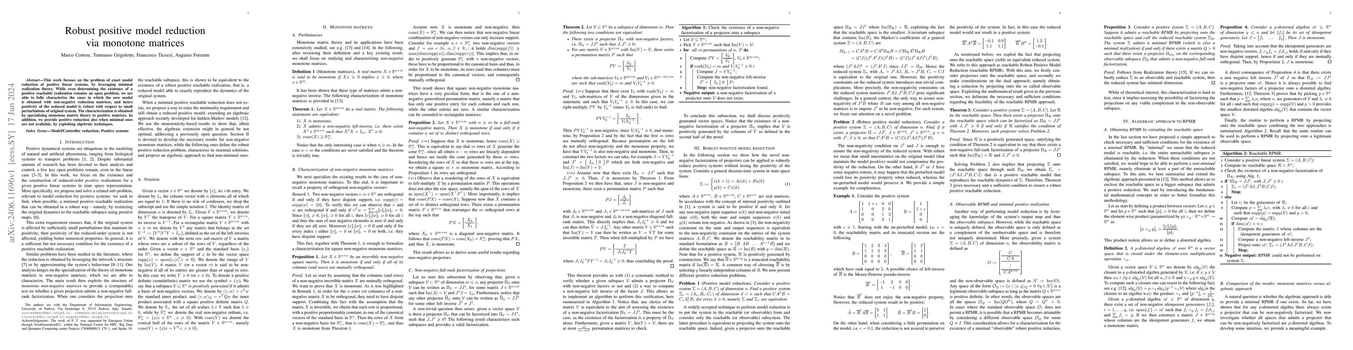 Thumbnail for Robust positive model reduction via monotone matrices