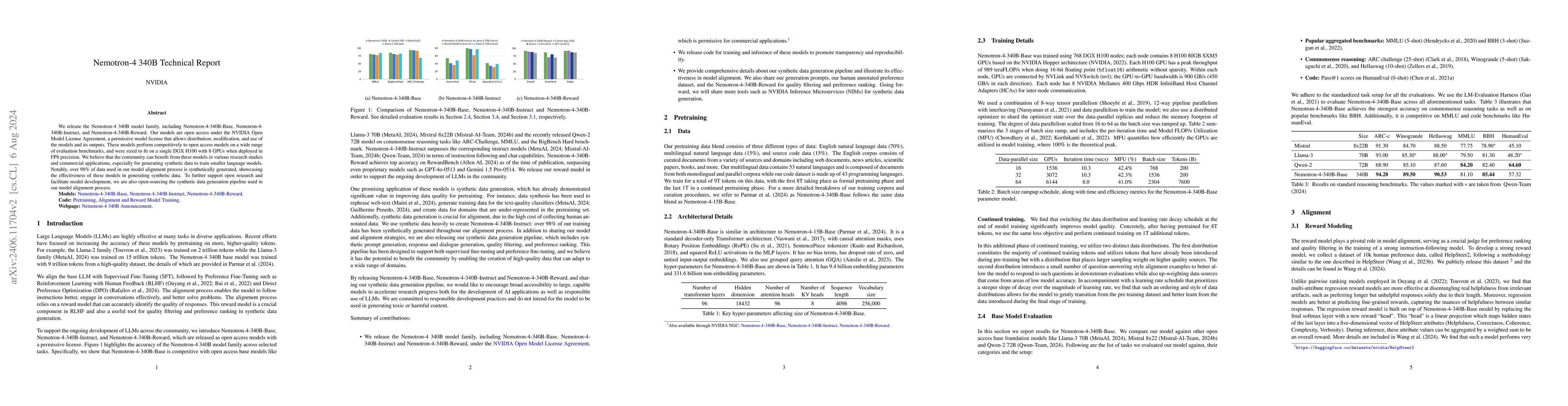 Thumbnail for Nemotron-4 340B Technical Report