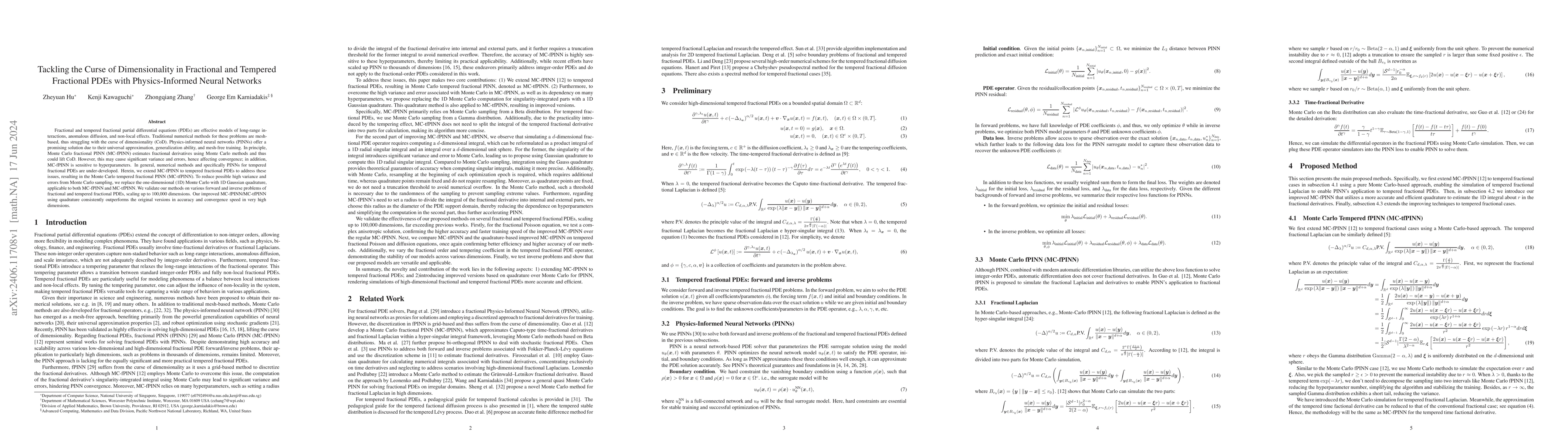 Thumbnail for Tackling the Curse of Dimensionality in Fractional and Tempered
  Fractional PDEs with Physics-Informed Neural Networks