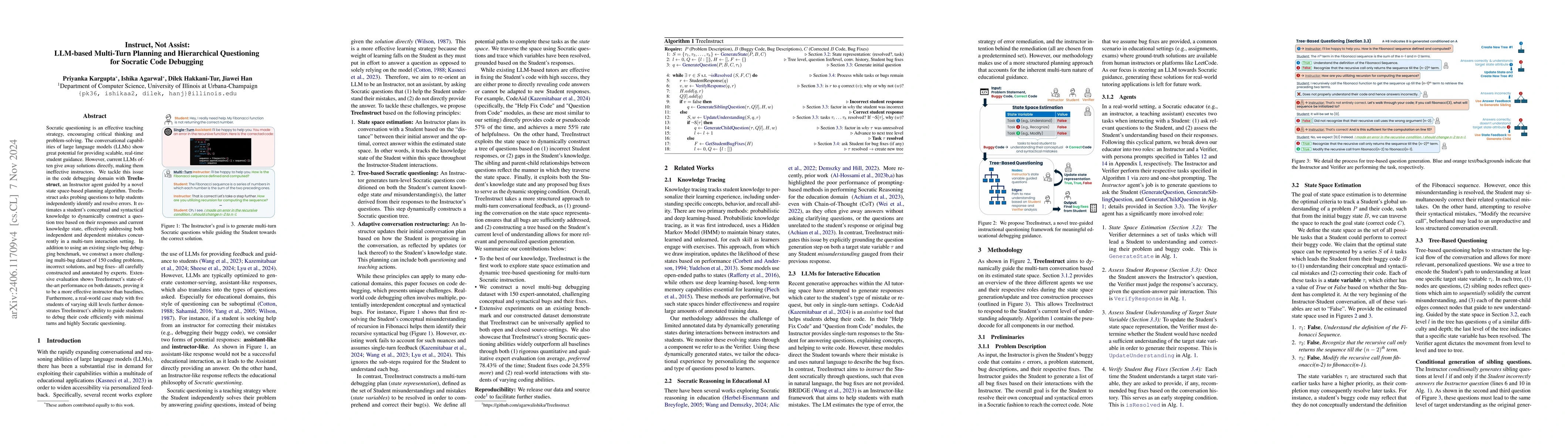 Thumbnail for Instruct, Not Assist: LLM-based Multi-Turn Planning and Hierarchical
  Questioning for Socratic Code Debugging