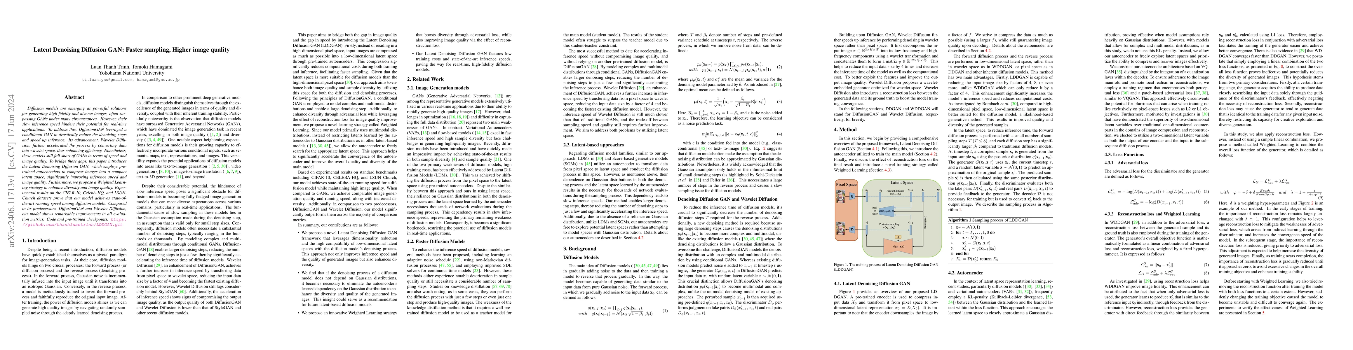 Thumbnail for Latent Denoising Diffusion GAN: Faster sampling, Higher image quality