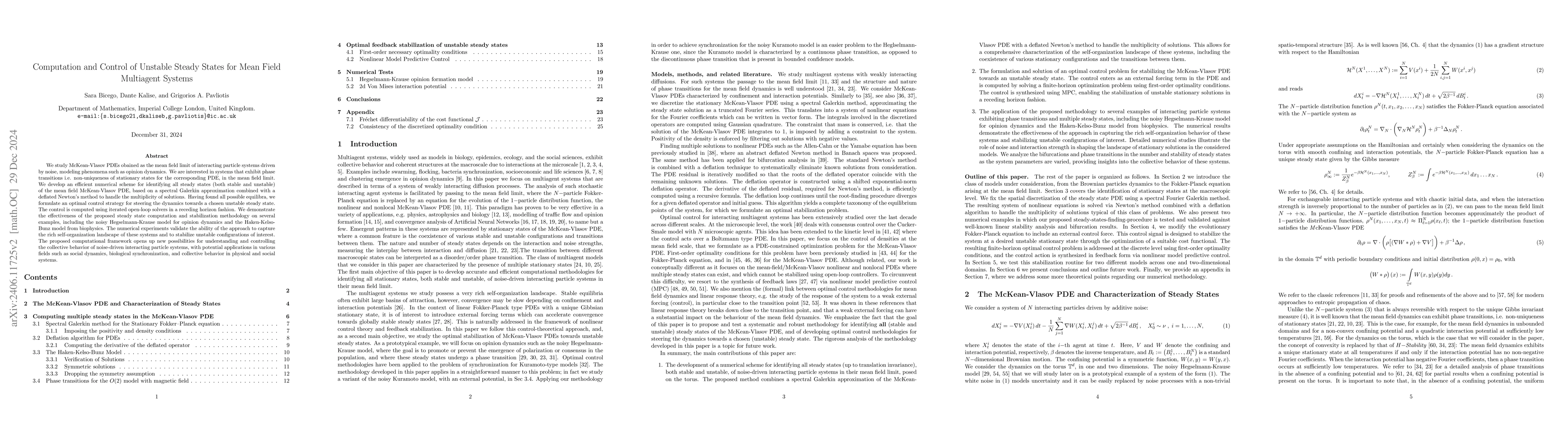 Thumbnail for Computation and Control of Unstable Steady States for Mean Field
  Multiagent Systems