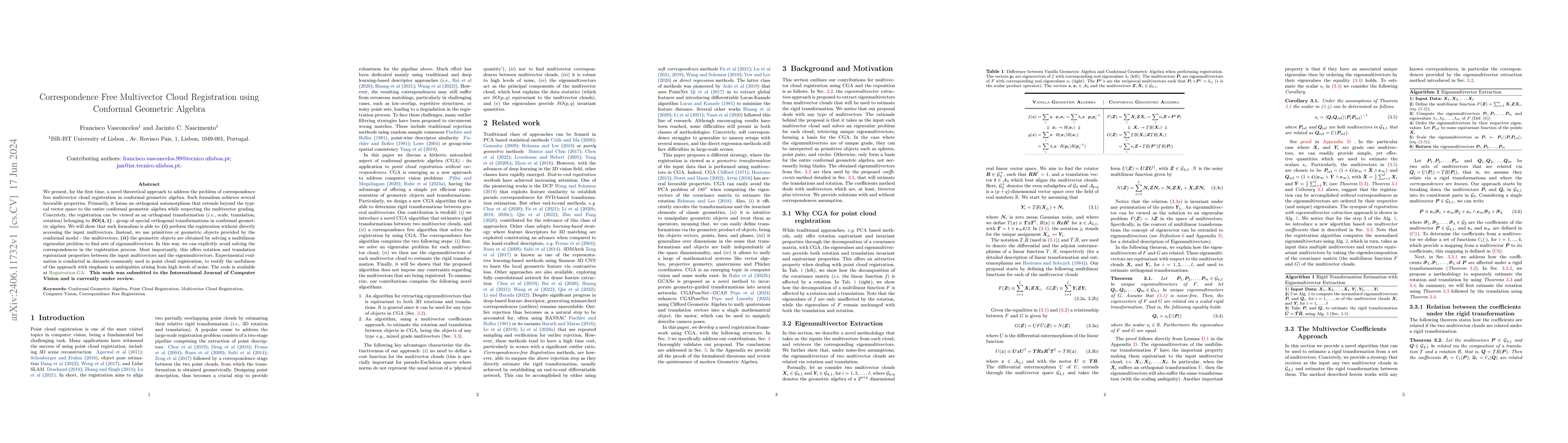 Thumbnail for Correspondence Free Multivector Cloud Registration using Conformal
  Geometric Algebra