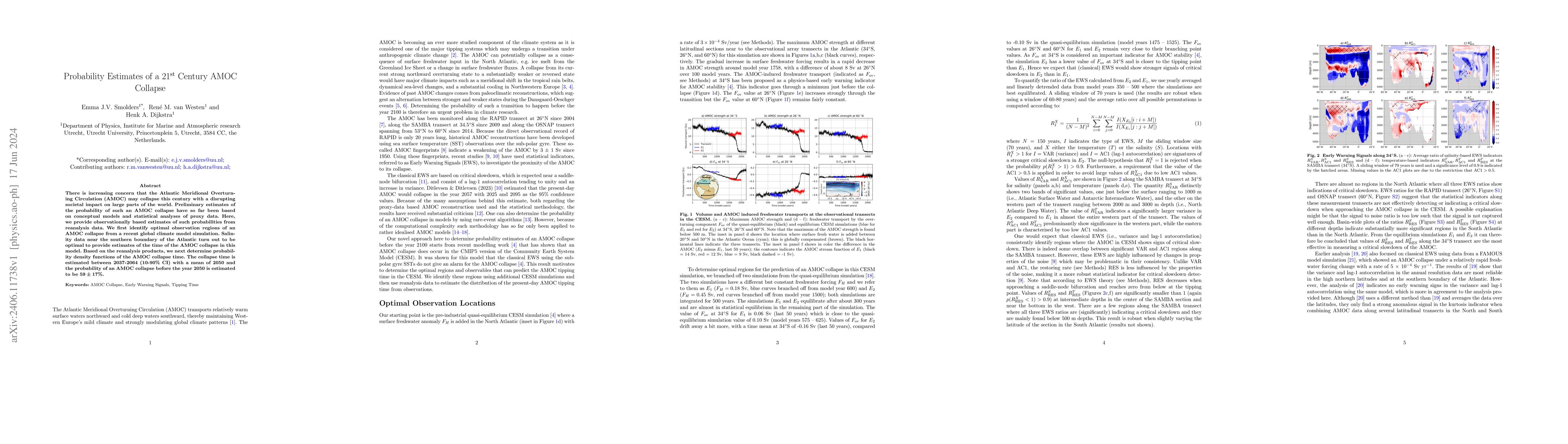 Thumbnail for Probability Estimates of a 21st Century AMOC Collapse