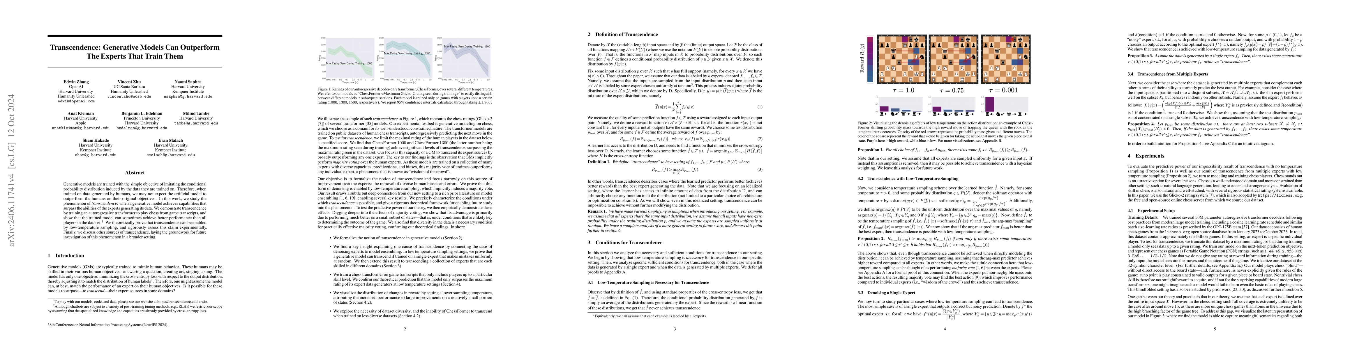 Thumbnail for Transcendence: Generative Models Can Outperform The Experts That Train
  Them