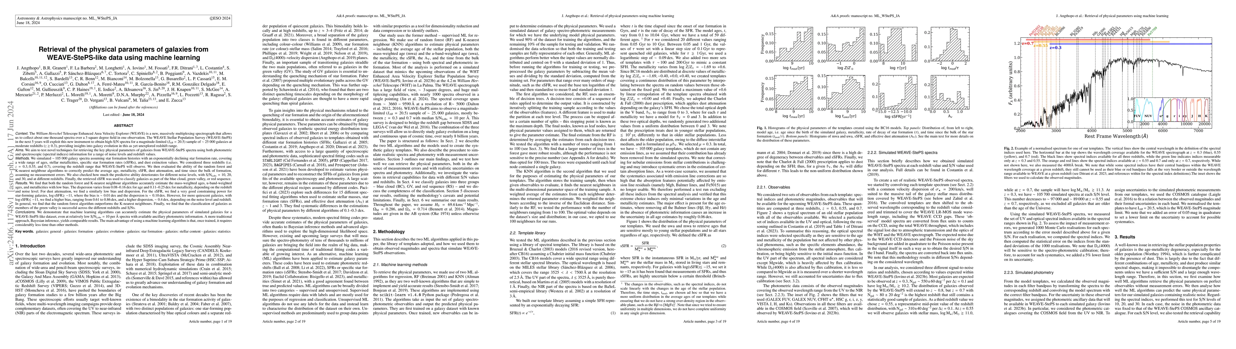 Thumbnail for Retrieval of the physical parameters of galaxies from WEAVE-StePS-like
  data using machine learning