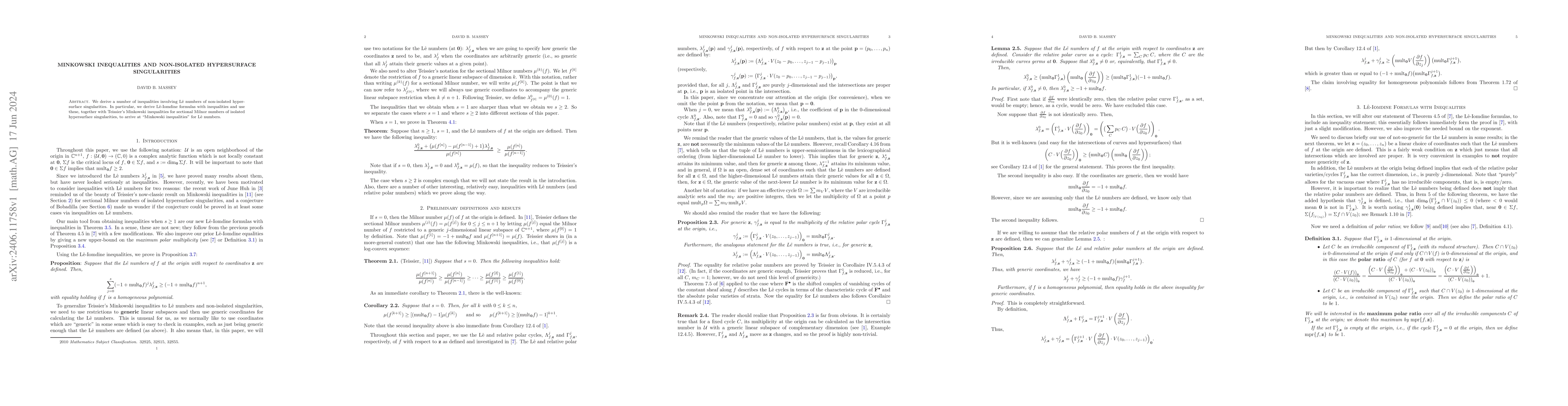 Thumbnail for Minkowski Inequalities and non-isolated hypersurface singularities