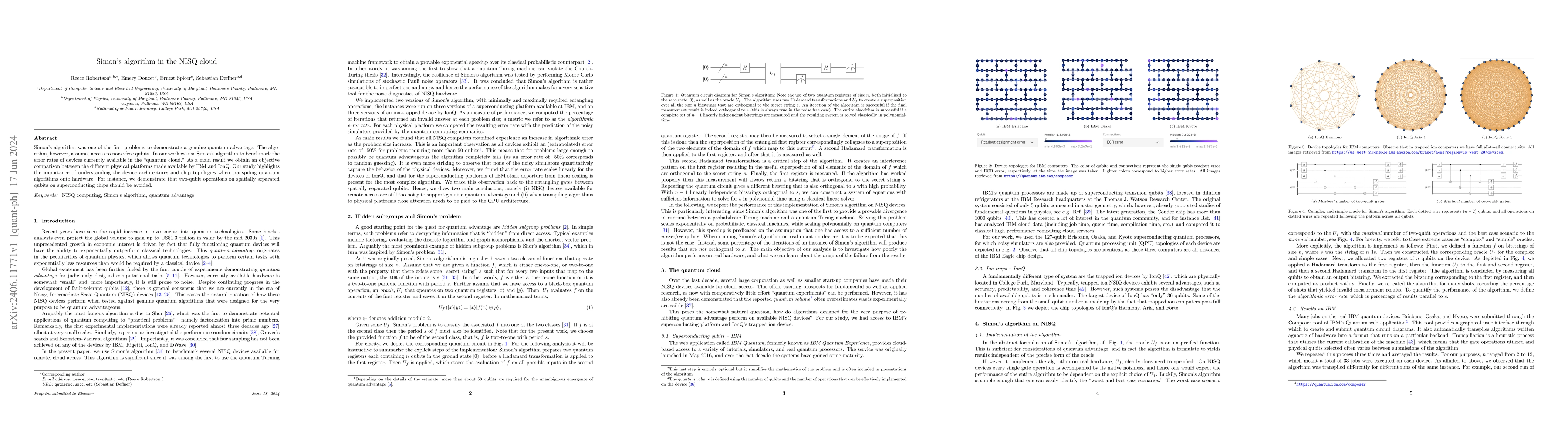 Thumbnail for Simon's algorithm in the NISQ cloud