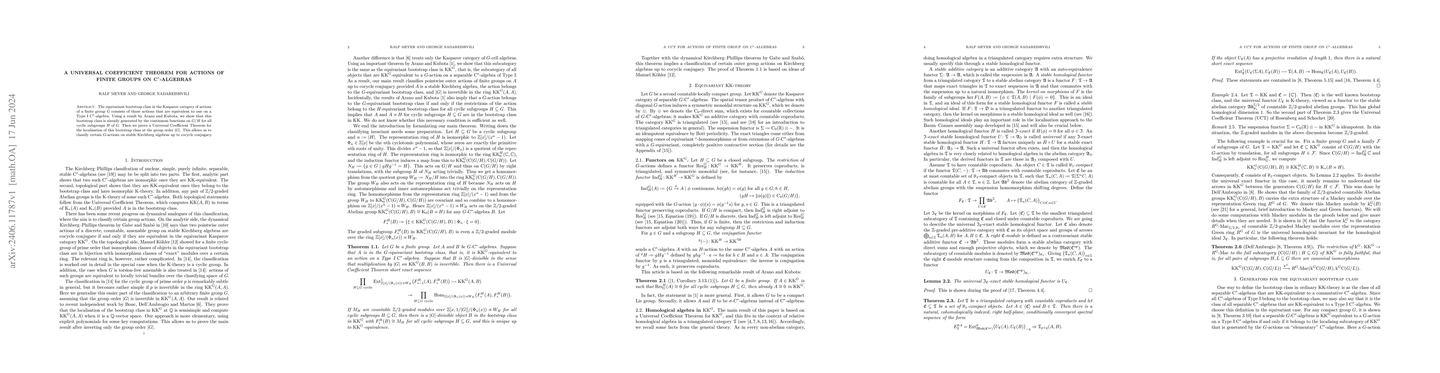 Thumbnail for A universal coefficient theorem for actions of finite groups on
  C*-algebras