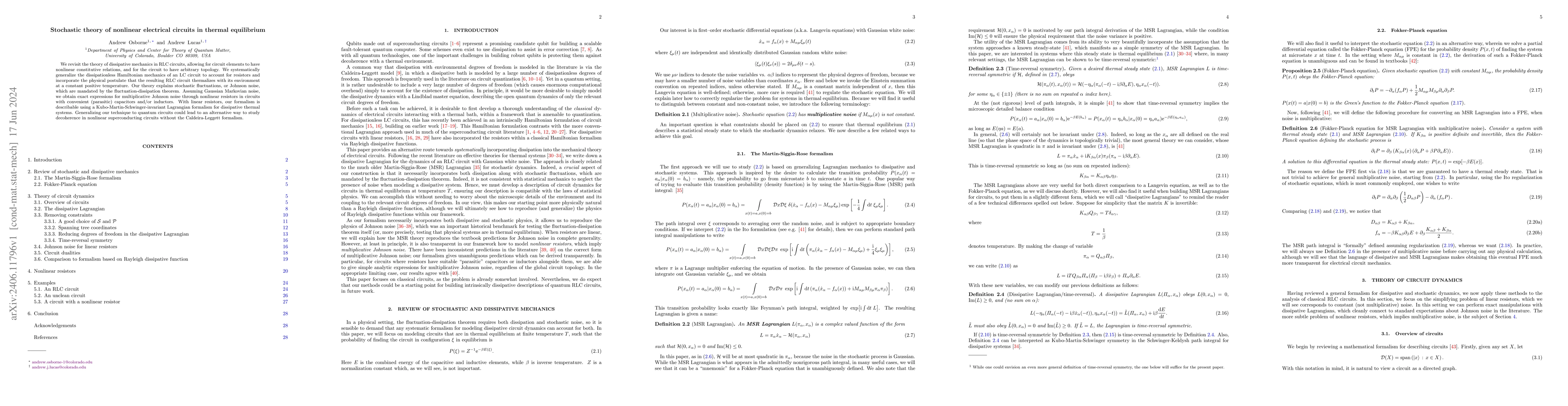 Thumbnail for Stochastic theory of nonlinear electrical circuits in thermal
  equilibrium